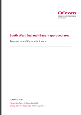 South West England (Bauer) Approved Area Request to Add Plymouth Licence