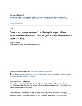 Analyzing the Impact of New Information Communication Technologies and New Social Media in Southeast Asia