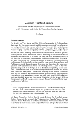 Zwischen Pflicht Und Neigung Arbeitsethos Und Nachfolgefrage in Familienunternehmen Im 19