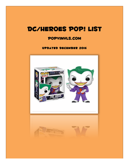 DC/Heroes Pop! List Popvinyls.Com