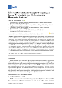 Fibroblast Growth Factor Receptor 4 Targeting in Cancer: New Insights Into Mechanisms and Therapeutic Strategies †