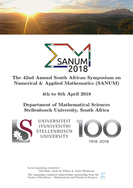 The 42Nd Annual South African Symposium on Numerical & Applied Mathematics (SANUM)