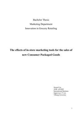 The Effects of In-Store Marketing Tools for the Sales of New Consumer Packaged Goods