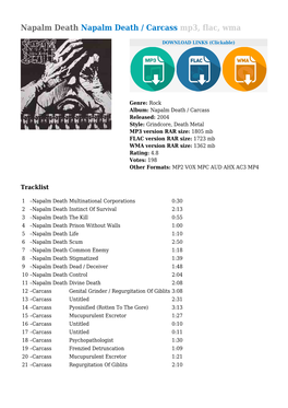 Napalm Death / Carcass Mp3, Flac, Wma