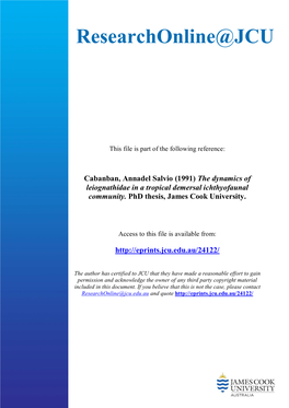 (1991) the Dynamics of Leiognathidae in a Tropical Demersal Ichthyofaunal Community