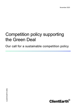 Competition Policy Supporting the Green Deal Our Call for a Sustainable Competition Policy