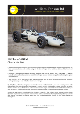1962 Lotus 24 BRM Chassis No. 946