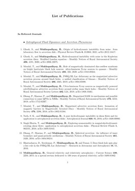 List of Publications