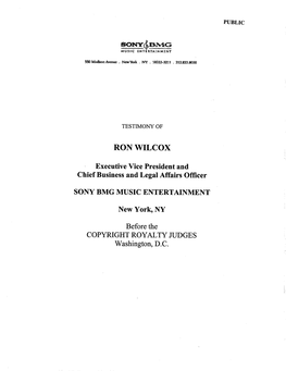 Ron Wilcox Testimony