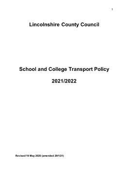 Lincolnshire County Council School and College Transport Policy 2021