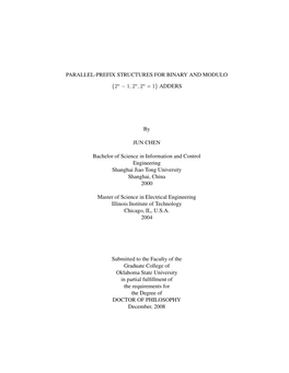 Parallel-Prefix Structures for Binary and Modulo