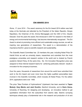 Eni Award 2014