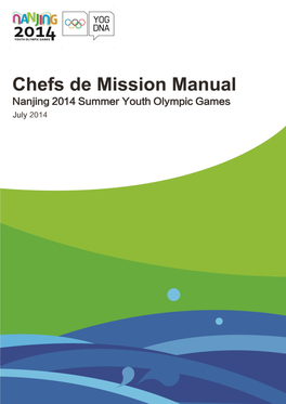 Chefs De Mission Manual Nanjing 2014 Summer Youth Olympic Games