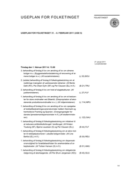 Ugeplan for Folketinget