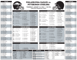 PHILADELPHIA EAGLES Vs. PITTSBURGH STEELERS