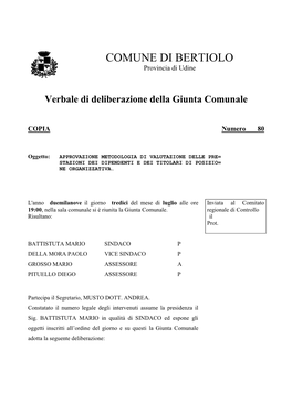 Delibera Approvazione Metodologia Di Valutazione