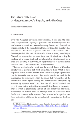 The Return of the Dead in Margaret Atwood's Surfacing and Alias Grace