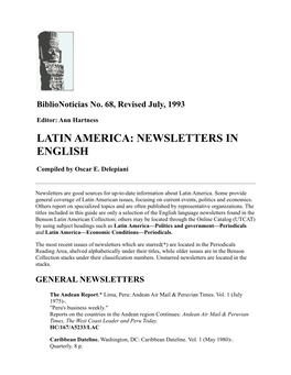 Latin America: Newsletters in English