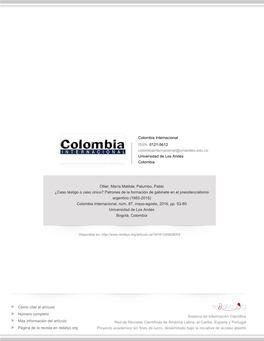 Patrones De La Formación De Gabinete En El Presidencialismo Argentino (1983-2015) Colombia Internacional, Núm