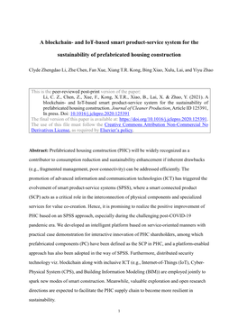 And Iot-Based Smart Product-Service System for the Sustainability of Prefabricated Housing Construction