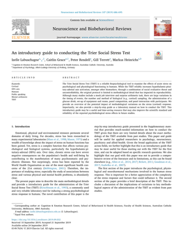 An Introductory Guide to Conducting the Trier Social Stress Test