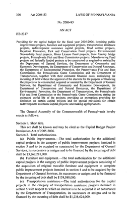 Capital Budget Project Itemization Act of 2005-2006