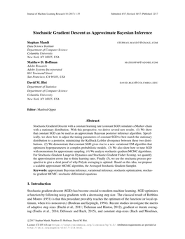 Stochastic Gradient Descent As Approximate Bayesian Inference