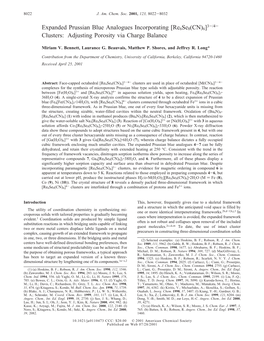 Expanded Prussian Blue Analogues Incorporating [Re6se8(CN)6] Clusters: Adjusting Porosity Via Charge Balance