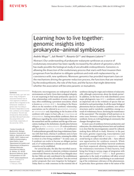 Genomic Insights Into Prokaryote–Animal Symbioses