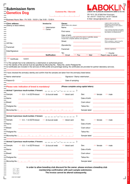 Genetics Dog Submission Form