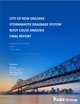 City of New Orleans Stormwater Drainage System Root Cause Analysis Final Report