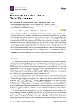 The Role of Cdks and Cdkis in Murine Development