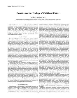 Genetics and the Etiology of Childhood Cancer