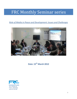 FRC Monthly Seminar Series