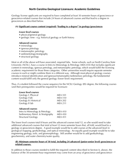 Geology Course Guidelines