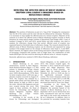 Detecting the Affected Areas of Mount Sinabung Eruption Using Landsat 8 Imageries Based on Reflectance Change