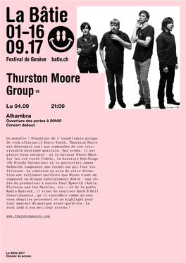 Thurston Moore Group © DR Alhambra Ouverture Des Portes À 20H00 Concert Debout