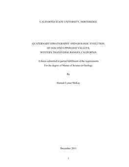 Quaternary Stratigraphy and Geologic Evolution of Ojai and Upper Ojai Valleys, Western Transverse Ranges, California