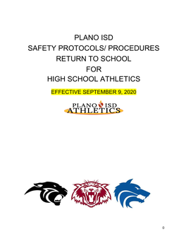 Procedures Return to School for High School Athletics