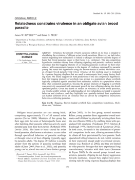 Relatedness Constrains Virulence in an Obligate Avian Brood Parasite