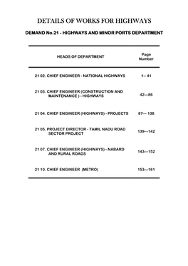 Details of Works for Highways Details of Works