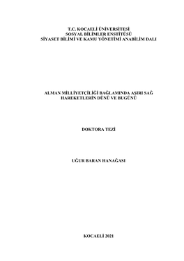 T.C. Kocaeli Üniversitesi Sosyal Bilimler Enstitüsü Siyaset Bilimi Ve Kamu Yönetimi Anabilim Dali