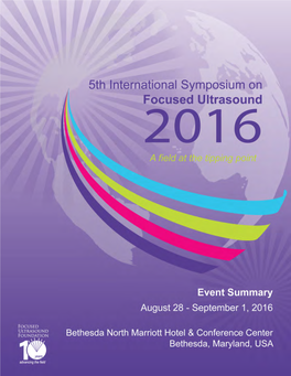 Focused Ultrasound Foundation Symposium Summary 2016 (PDF)