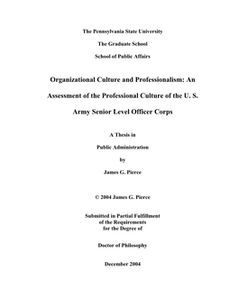 Organizational Culture and Professionalism: An