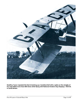 Over 80 Years of Aircraft Buzz Jobs Page 1 of 47 Geoffrey Tyson Repeated the Feat of Picking up a Handkerchief with a Spike on T