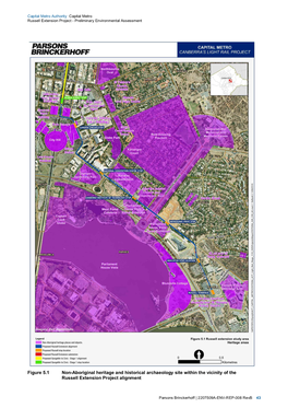 Figure 5.1 Non-Aboriginal Heritage and Historical Archaeology Site Within the Vicinity of the Russell Extension Project Alignment