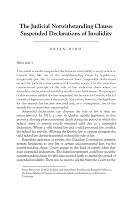 Suspended Declarations of Invalidity