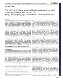 Phenotyping Structural Abnormalities in Mouse Embryos Using High-Resolution Episcopic Microscopy Wolfgang J