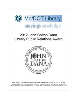 2012 John Cotton Dana Library Public Relations Award