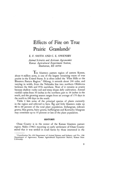 Effects of Fire on True Prairie Grasslands, by E. C. Smith And